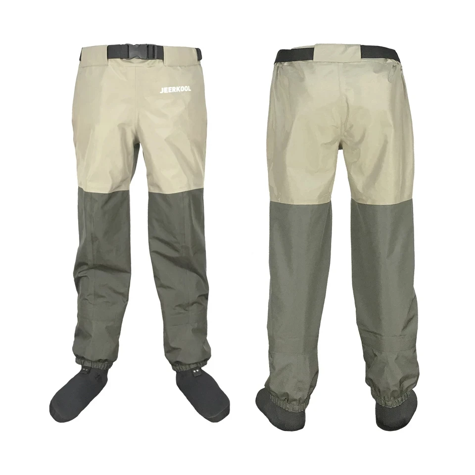 3 Layer Fly Waders Fishing Wading Waist Pants With Waistband Belt Overalls Men's Waterproof Cloth Breathable Foot For Shoes