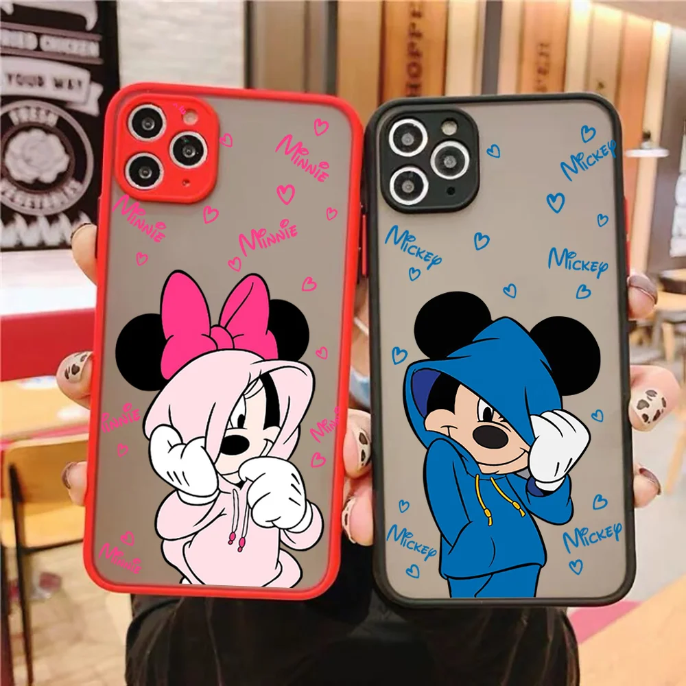 

Disney Mickey Minnie Mouse Phone Case For iphone 13 12 11 Pro Max Mini XS 8 7 Plus X SE 2020 XR Matte Transparent Cover