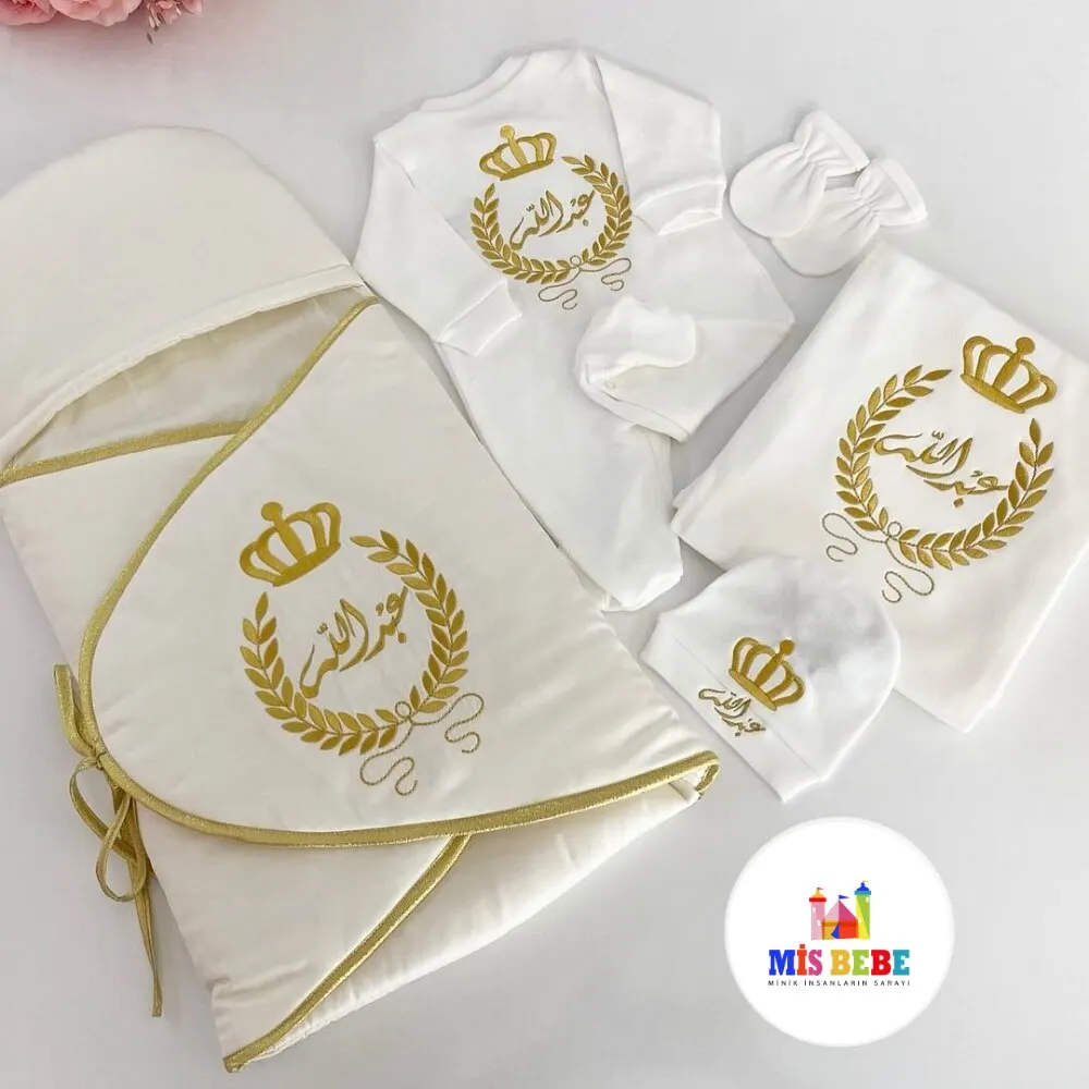 Baby Girl Boy King Queen Newborn Personalized Outfit Clothing 5-pcs Hospital Custom Fabric Antibacterial Babies Healthy Safe