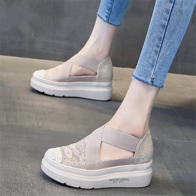 New Beige Women Shoes Fisherman Shoes Woman Mesh Breathable Flat Soft Bottom Women Peas Shoes Womans Shoes Black Flats Shoes