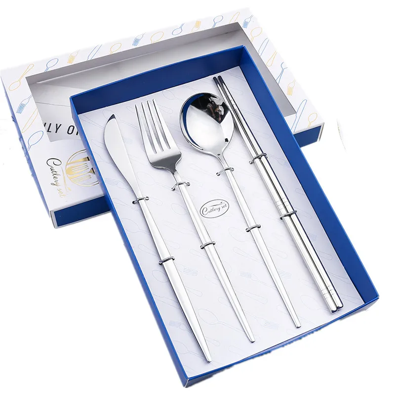 4 шт. Столовое серебро из нержавеющей стали набор столовых приборов нож для