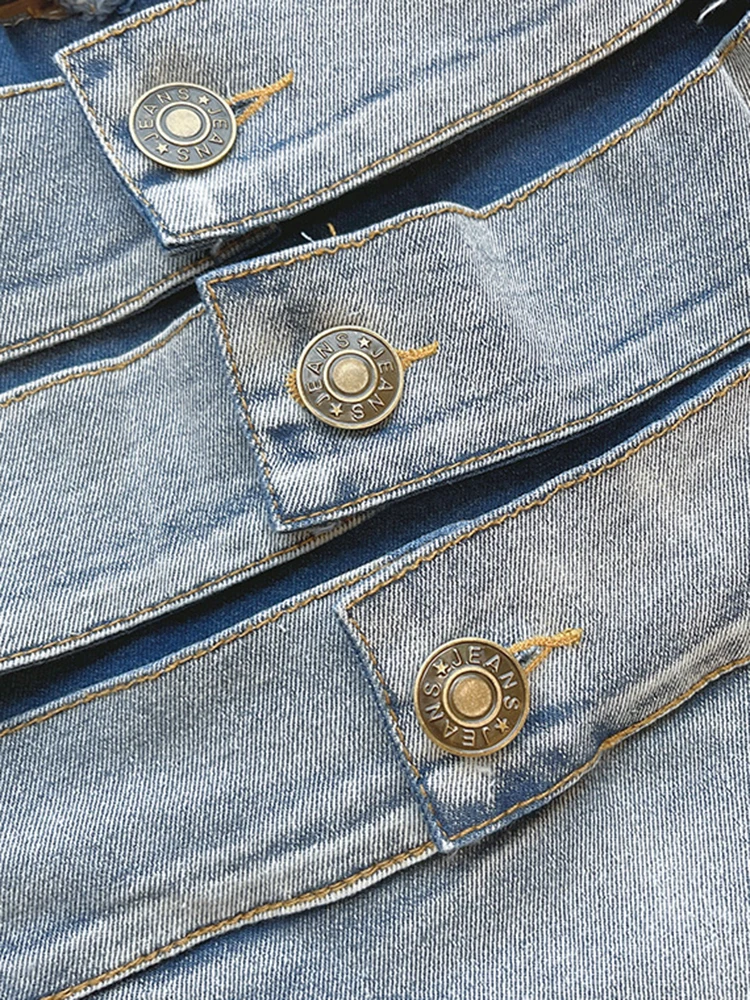 Women's summer 2023 new thin spring characters loose holes wearing hot pants and high waist denim shorts