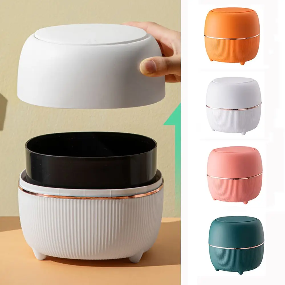 

Mini Desktop Multi-functional Desktop Trash Can Home Car Storage Bucket Accessories With Lid Garbage Bin Light Luxury