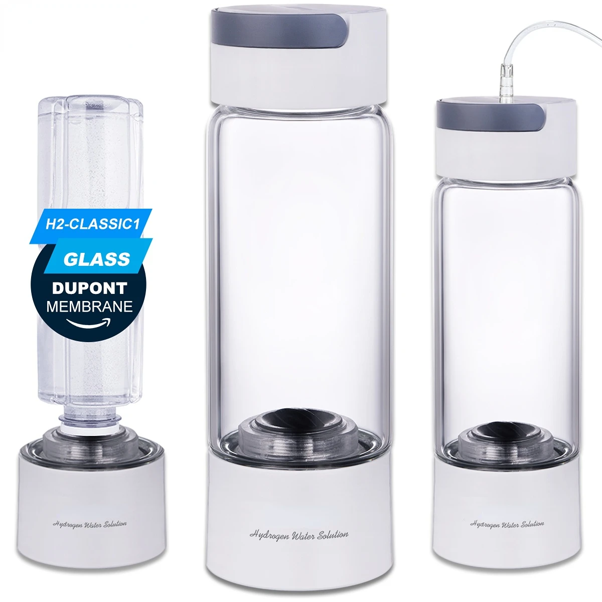 

Hydrogen Rich Water Generator Bottle Glass Cup body DuPont SPE/PEM Dual Chamber Maker lonizer - H2 Inhalation device 380ML