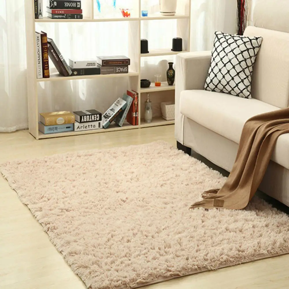 

Room Bedroom Floor Carpet Soft Anti-Skid Rectangle Area Rug 120x80CM Size Short Wool Wool Gold Plaited Bedside Floor Mat Carpet