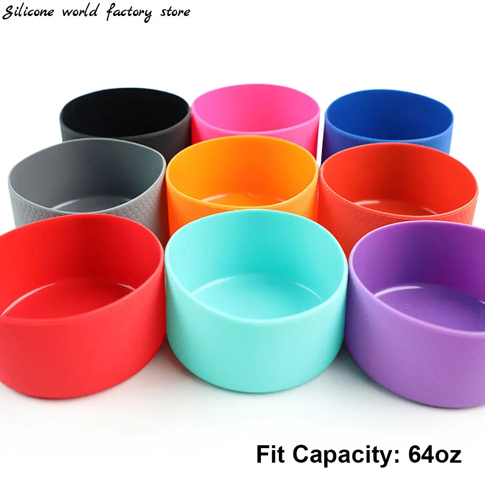 Silicone world 64oz 12.5cm Bottle Cover Cup Heat Insulation Bottom Cover Anti Slip Sleeve Coaster Silicone Base Sports Cup Cover