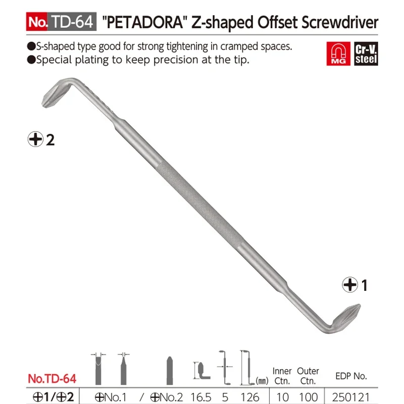 

Офсетный драйвер VESSEL Z и L-образный вращающийся винт, затягивающий рабочий для потрепанных помещений NO.TD61-1/TD61-2/NO25-1-5