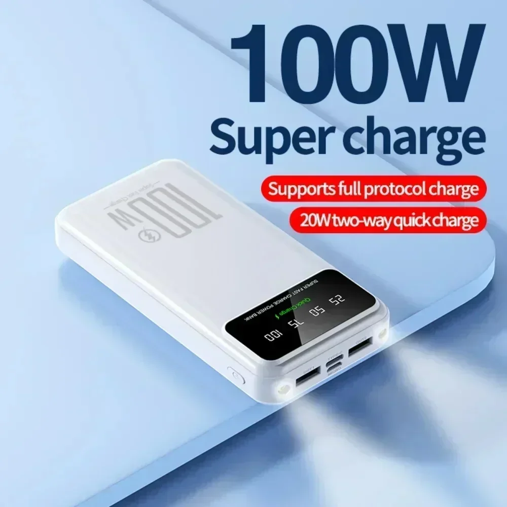 50000 мАч Power Bank 100 Вт Портативное зарядное устройство с быстрой зарядкой Внешний
