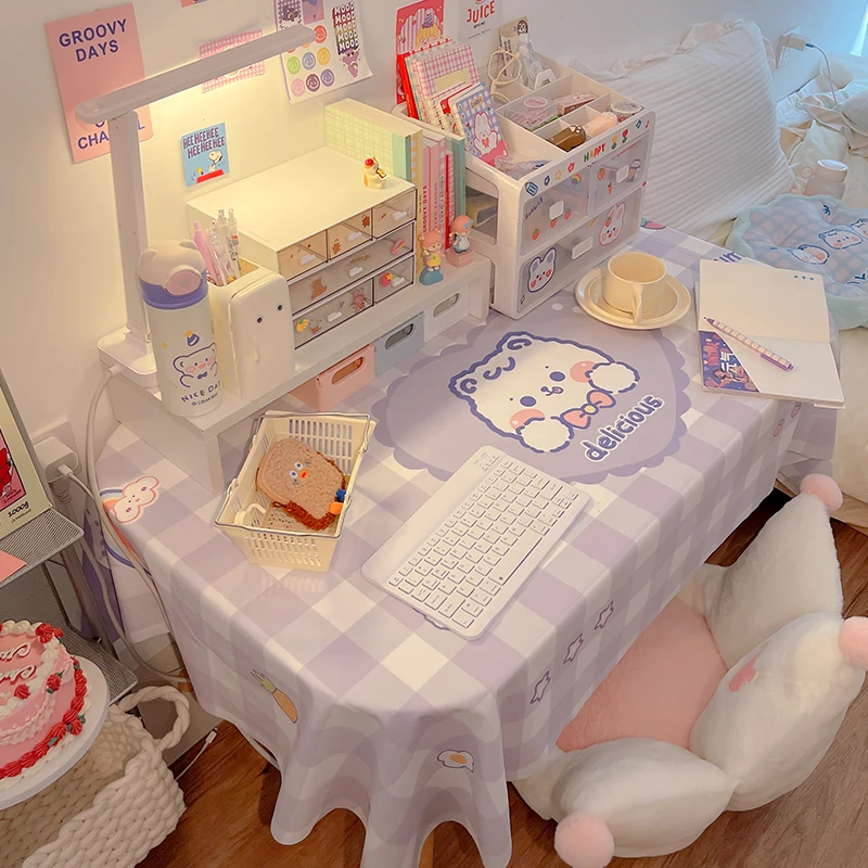 

Korea Cloth Kawaii Student Desk Japanese Pink Anime Ins Tablecloth Table Pad Tablecloth Tablecloth Cartoon Cute Study Decorative