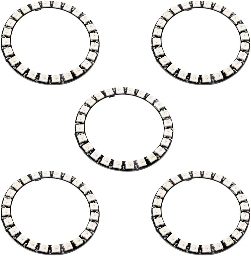 

5PCS 24 Bits 24 X WS2812B 5050 RGB LED Ring Lamp Light with Integrated Drivers SK6812 for Arduino AVR Raspberry Pi DIYmall