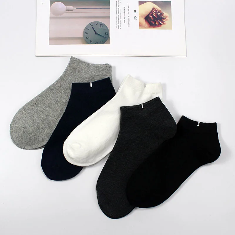 5 Pairs Women's Socks Breathable Sports Socks Solid Color Boat Socks Comfortable Cotton Ankle Socks White Black Woman Socks