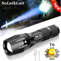 powerful t6 led tactical flashlight ultra bright portable outdoor waterproof torch light zoomable flashlight with 5 light modes
