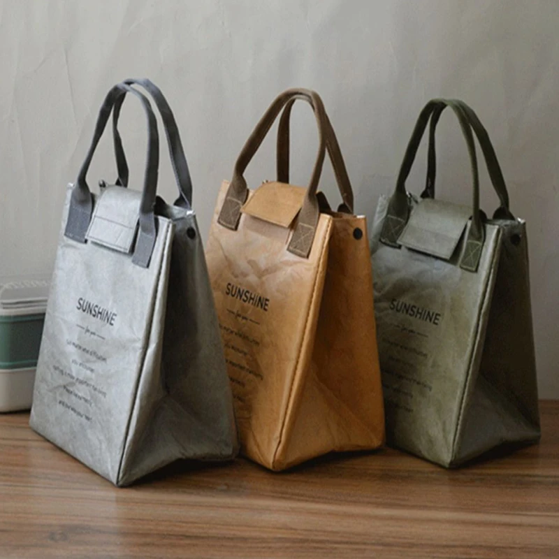 

Lunch Bag Fibrous Paper Lunch Box Tote Bag Insulation Refrigerated Portable Waterproof Storage Bag School Outdoor Picnic