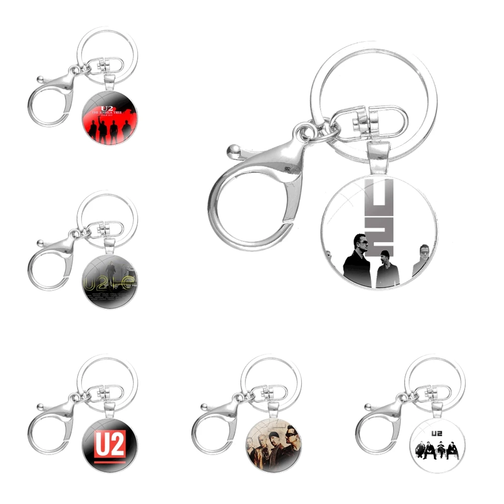 

Брелки ручной работы из стекла кабошона сплава Брелки Подвески безделушки мультяшный Модный дизайн креативный браслет bono U2