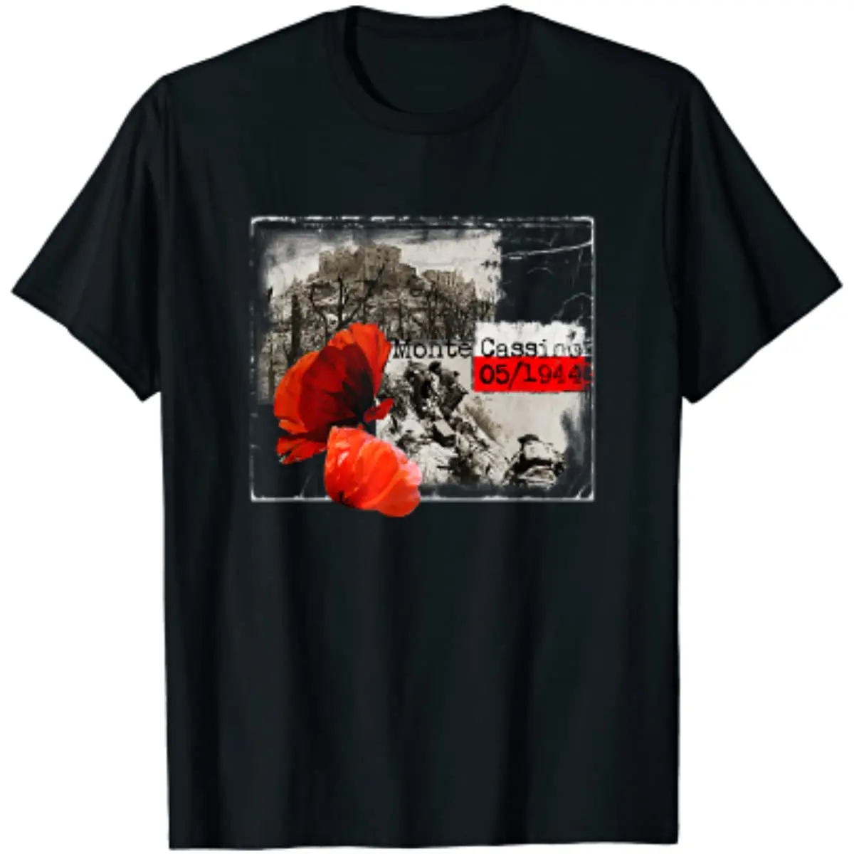 

Мужская футболка Monte кассино WW2 Czerwone Maki, польская, Повседневная футболка с коротким рукавом и круглым вырезом из 100% хлопка