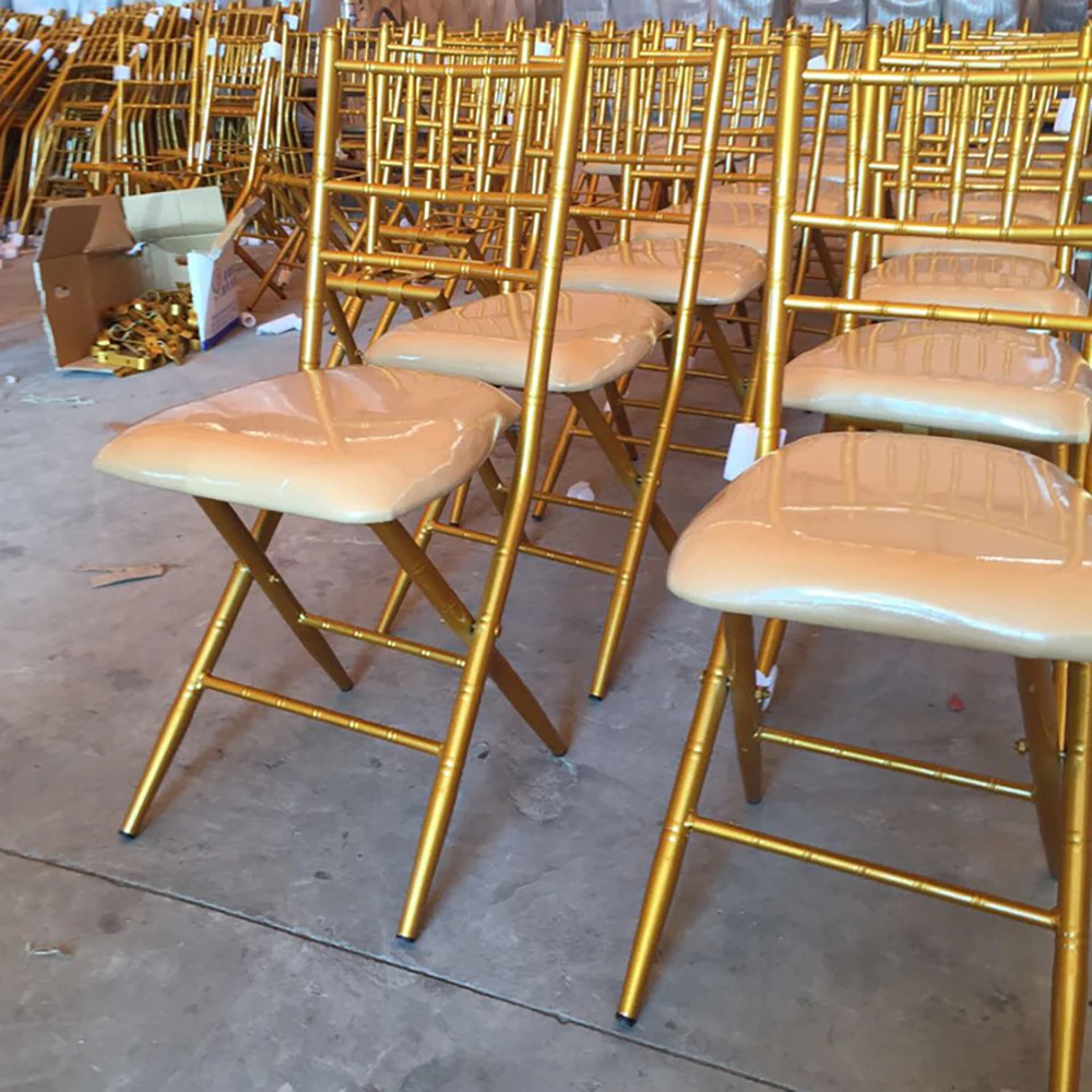 Блестящий Золотой дешевый стул Chiavari из металла для свадьбы