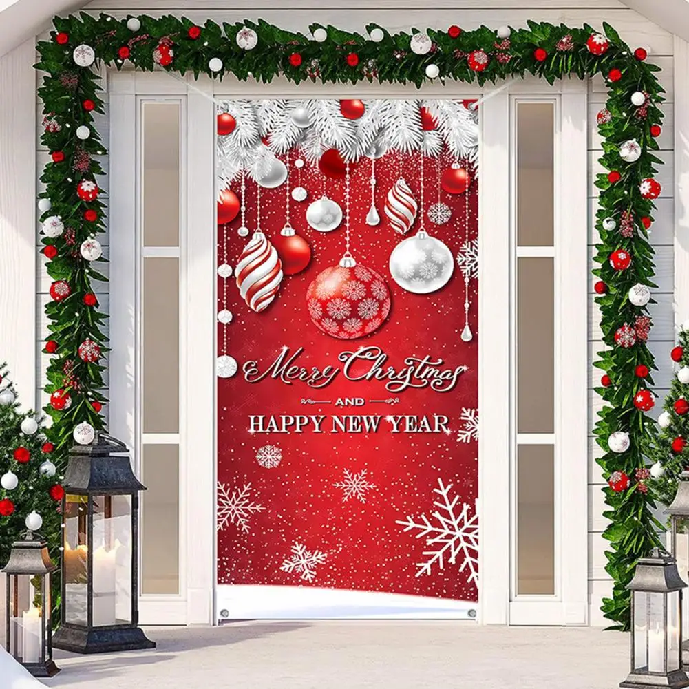 

Winter Holiday Decoration Christmas Party Decor Festive Christmas Door Curtains Santa Claus Print Fine Workmanship Home