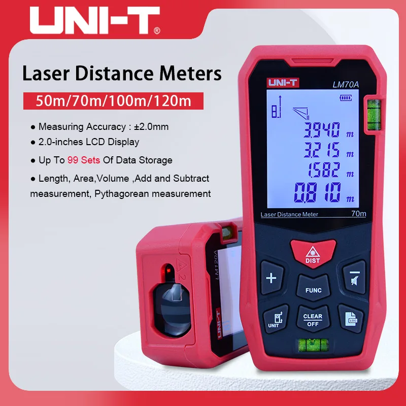 

Лазерный дальномер UNI-T LM50A LM70A LM100A LM120A 120 м, цифровой дальномер, измерительная лента, линейка, дальномеры
