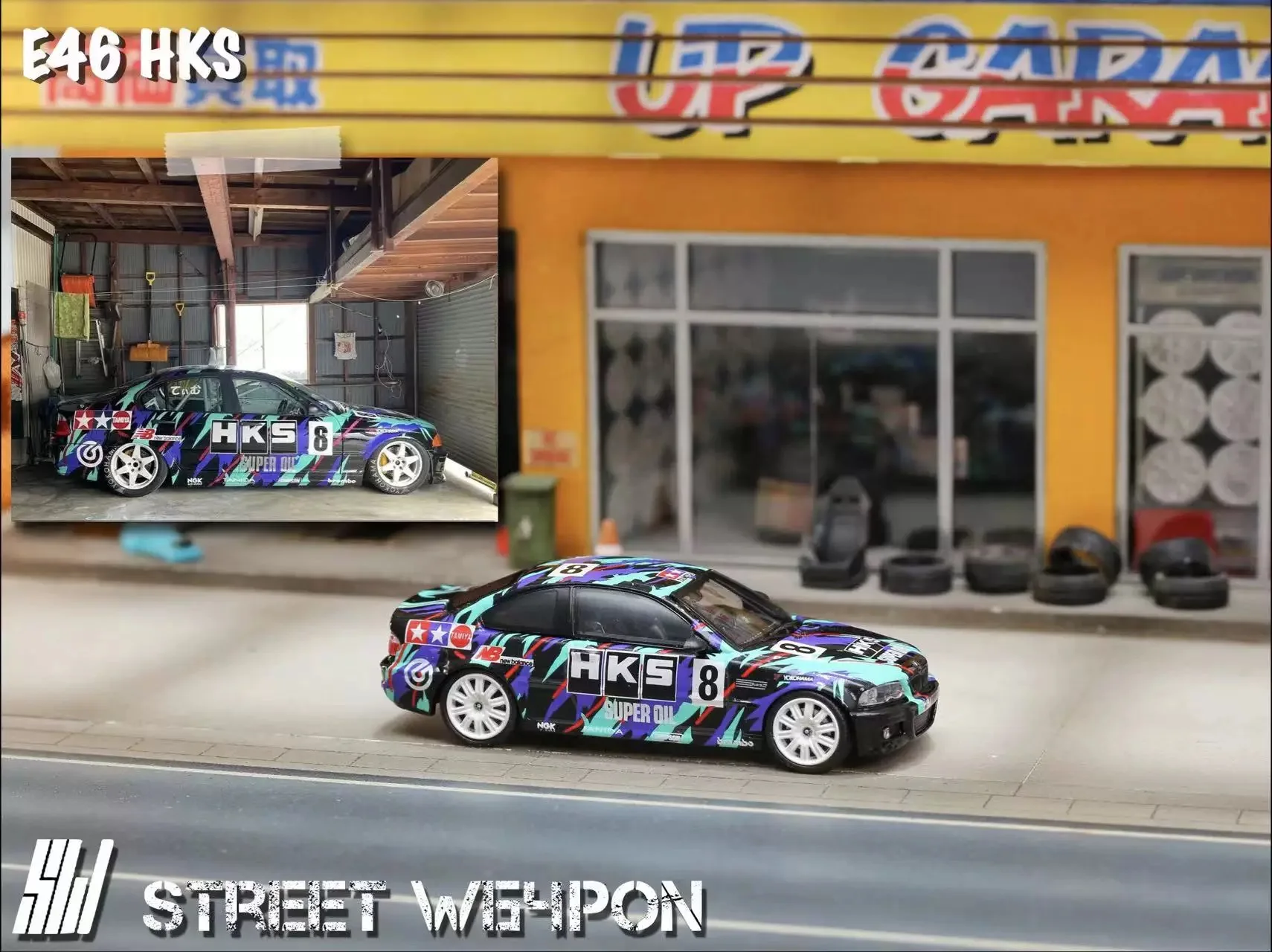 Модель автомобиля из окрашенного сплава StreetWeapon 1:64 BMW E46 HKS