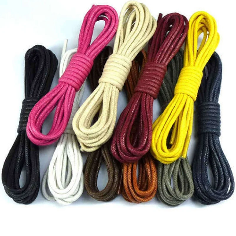 

Men and Women Couple Buy Two Pairs and Get One Pair of Pure Cotton Waxed Shoelaces round Thick0.25cm Lengthened Leather Shoe Lac