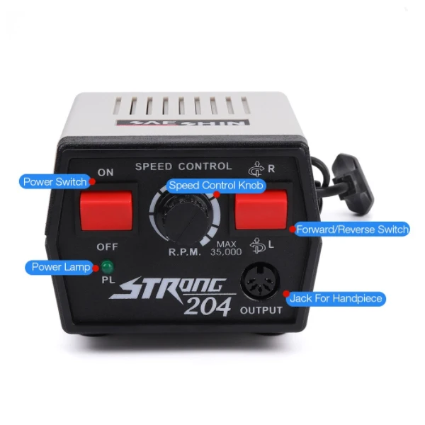 Стоматологический лабораторный микромотор strong 204 с наконечником 102L 35000 об/мин