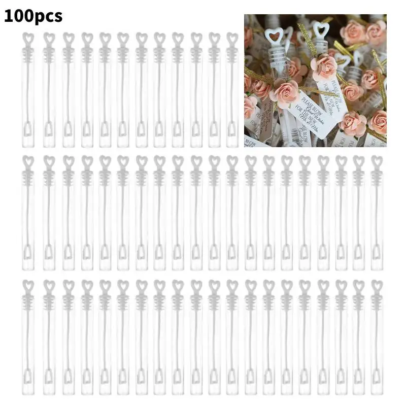 

100/60pcs Love Heart Wand Tube Bubble Soap Bottle Playing Fun kid Toy Wedding Decor Compact and Portable Carry Convenient