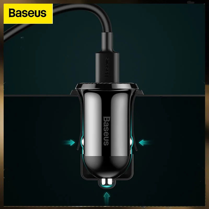 

Baseus Mini Dual USB Car Charger 4.8A Fast Charging 2 Port USB Phone Auto Charger Adapter for Mobile Phone Tablet Car Charge