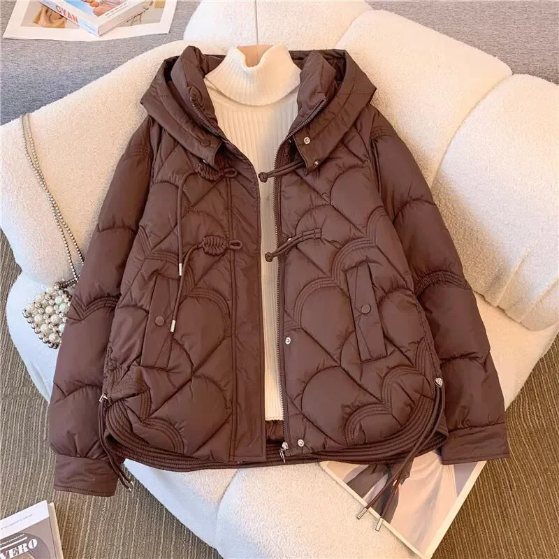Повседневная короткая пуховая хлопковая куртка женская новинка 2025 года зимняя