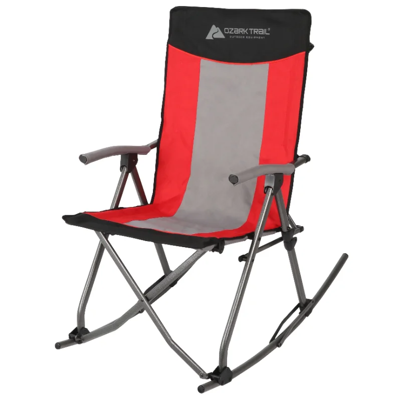 

Camping Rocking Chair, Red Outdoor Furniture Foldable Beach