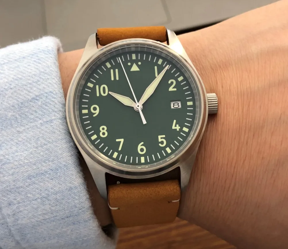 

SEAKOSS 39mm Pilot NH35A Automatic Mechanical Man Watch C3 Strong Luminous Sapphire Chronograph Watch Male 200m Waterproof