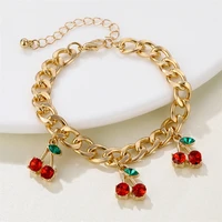 bynouck new colorful cherry crystal pendant earrings for women metal fruit cherry dangle earring cute cherries jewelry gifts