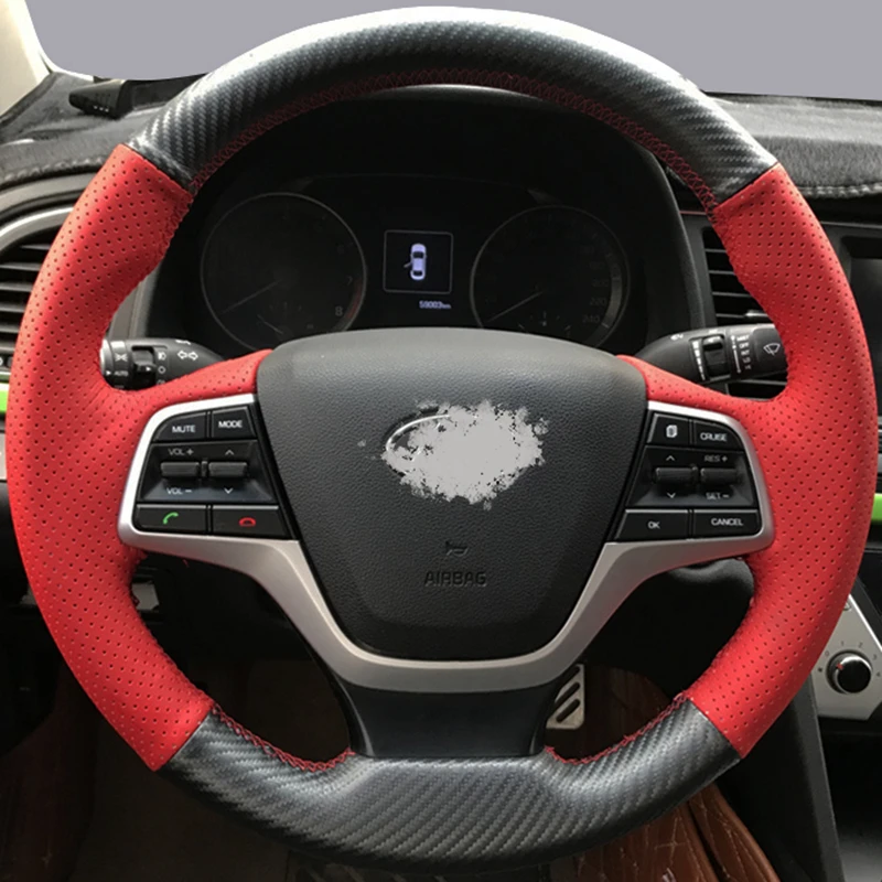 

Hand Sewing DIY Steering Wheel Cover For Hyundai Elantra 4 2016 - 2018 Solaris 2017 Accent 2018 Original Steering Wheel Braid