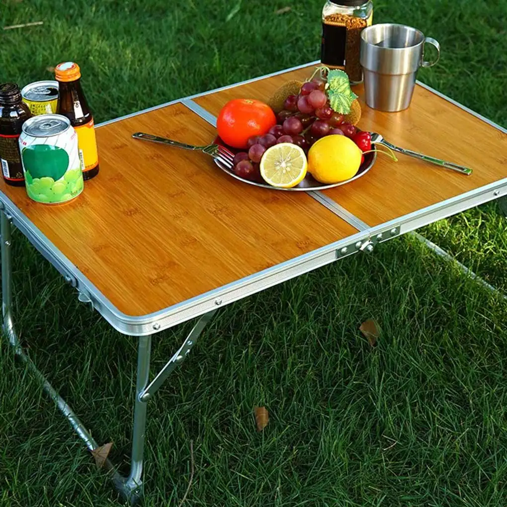

Portable Folding Table Outdoor Camping Hiking Fishing Wood Desk Picnic Camper Furniture with Handle Backpacking Carrying