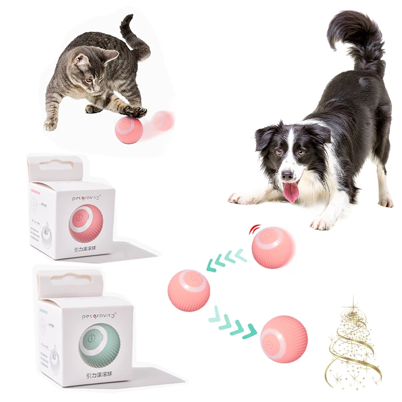 

Cats Dogs Christmas Decoration Gift Home Decoration Accessories Smart Cat Dog Toy Automatic Rolling Ball Electric Pet Toys for
