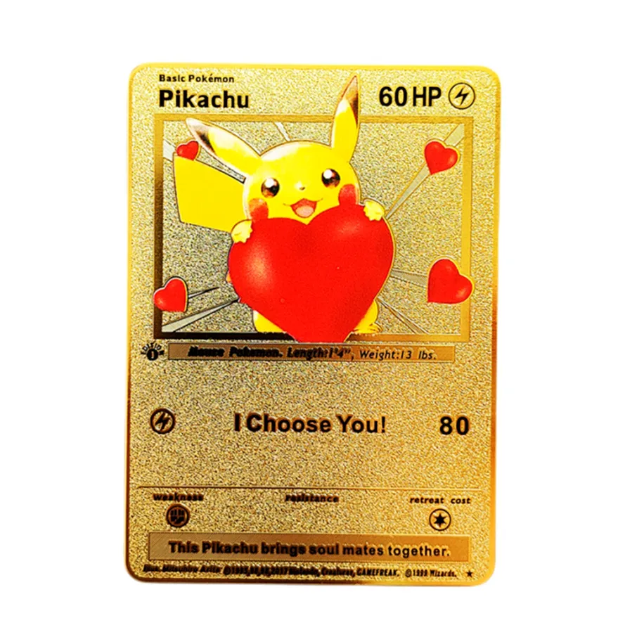 

Metal Pikachu Pokemon Cards English Metal Pokemon Letters Mewtwo Charizard EX Vmax Pikachu Card Pack Game Collection Card Toys