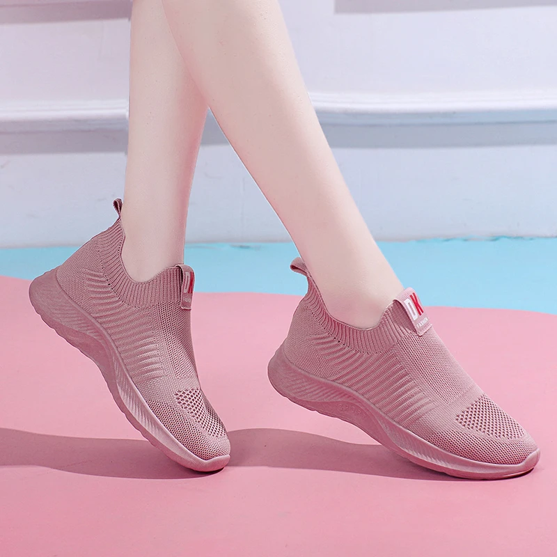 Casual Light Weave Women's Shoes Spring Comfortable Mesh Breathabl Slip on Women's Sneakers Outdoor Walking Zapatillas Mujer 40