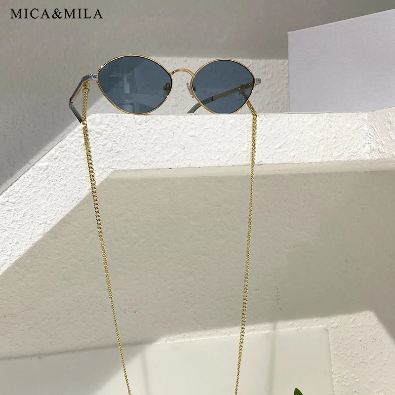 

Элегантные Новые модные женские солнцезащитные очки с цепочкой Роскошные брендовые дизайнерские маленькие металлические очки кошачий гла...