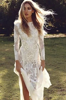 2022 summer women long party dress vintage long sleeve floor length sexy backless white lace maxi dress