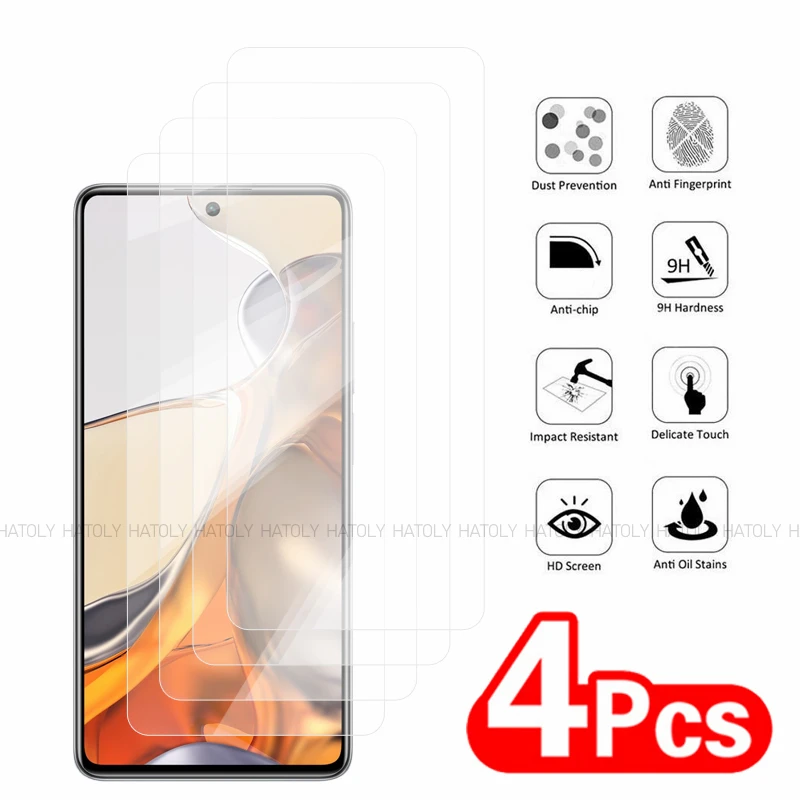 2/4 шт. Защитная пленка для экрана Xiaomi 11T закаленное стекло Pro полное клеевое