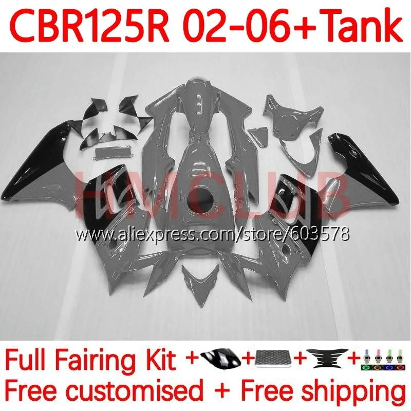

Kit For HONDA CBR-125R CBR 125 125R 125CC CBR125R 2002 2003 2004 2005 2006 CBR125RR 02 03 04 05 06 Fairing 123No.24 grey glossy