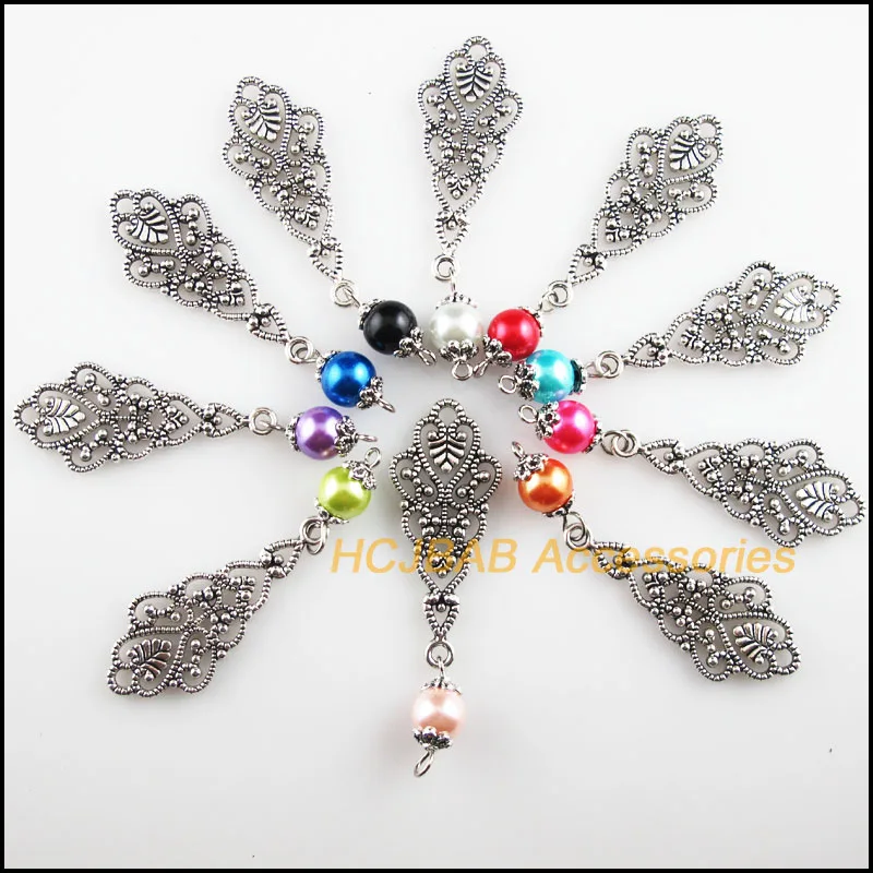 

10 шт., тибетские посеребренные подвески в форме капли, x 59 мм