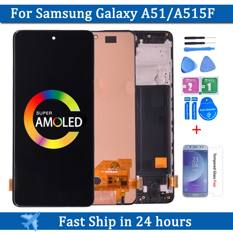 

Super AMOLED для Samsung Galaxy A51 LCD A515 A515F A515F/DS A515FD ЖК-дисплей с сенсорным экраном с рамкой дигитайзер в сборе