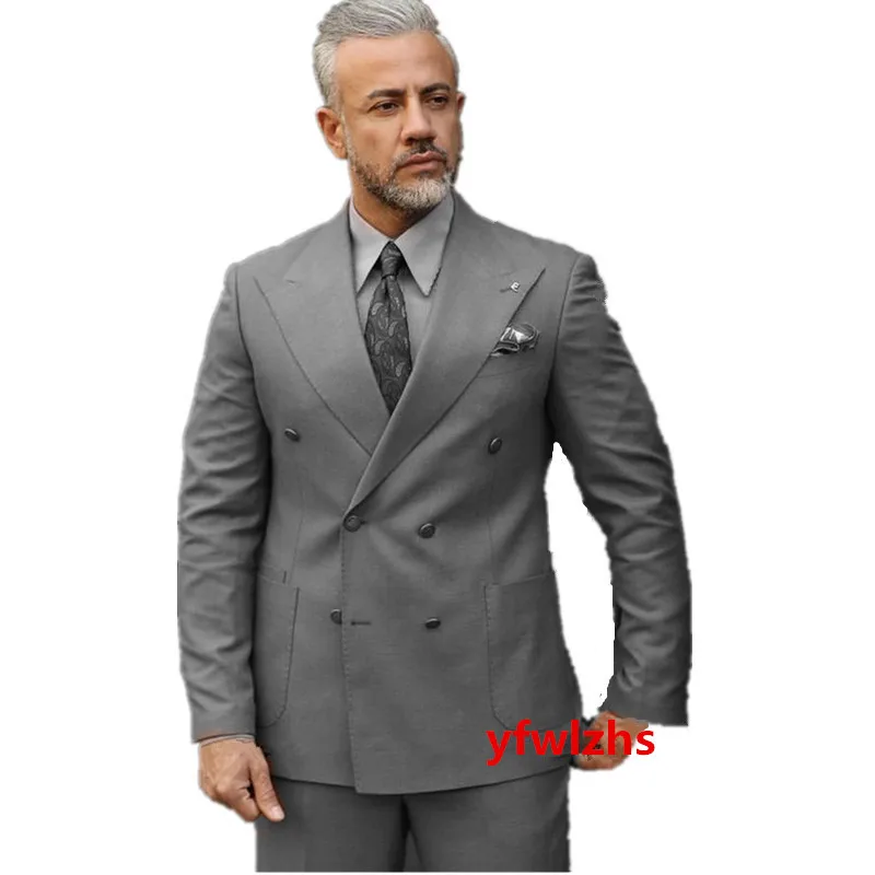 

Индивидуальные мужские костюмы для жениха, мужские двухбортные смокинги для жениха, свадебное платье, блейзер для выпускного вечера (пиджак + брюки + галстук) A501