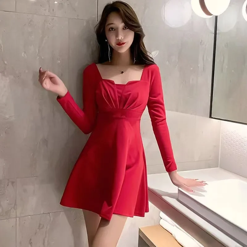 Новинка Осень 2024 пикантное женское платье с длинным рукавом Элегантная