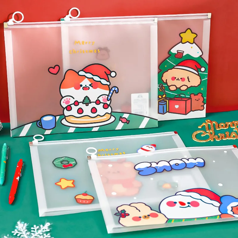 

1PC Zipper Pocket Folders A4 Waterproof Document Bag Pouch Filing Stationery Organizer Office Metting Supplies Christmas Tree