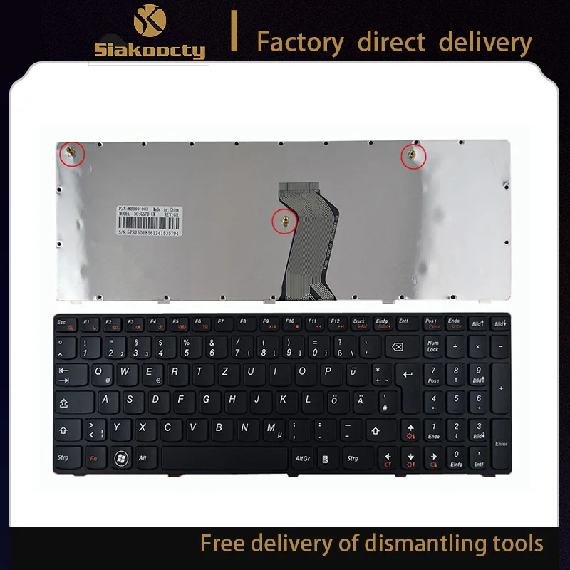 

new GR German Keyboard For LENOVO Ideapad Z560 Z560A Z565A G570 BLACK FRAME BLACK OEM Repair Notebook Replacement keyboards