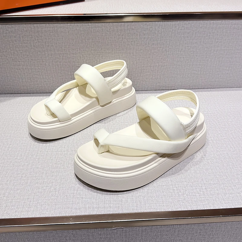 Designer Platform Sandals Girls Flats Pumps Summer Flip Flops Female Party Elegant Medium Heel Women's Shoes 2023 Casual Sandles