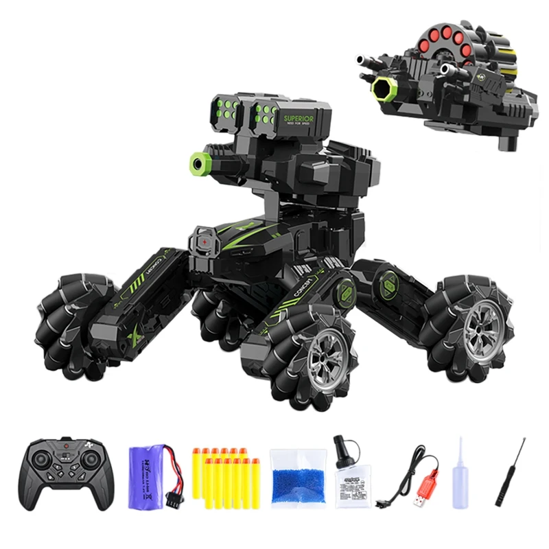 

- Gesture-Sensing Remote Control Four-Wheel Drive Can Launch Soft-Bomb Water DIY Side-Line Battle Tank Toys
