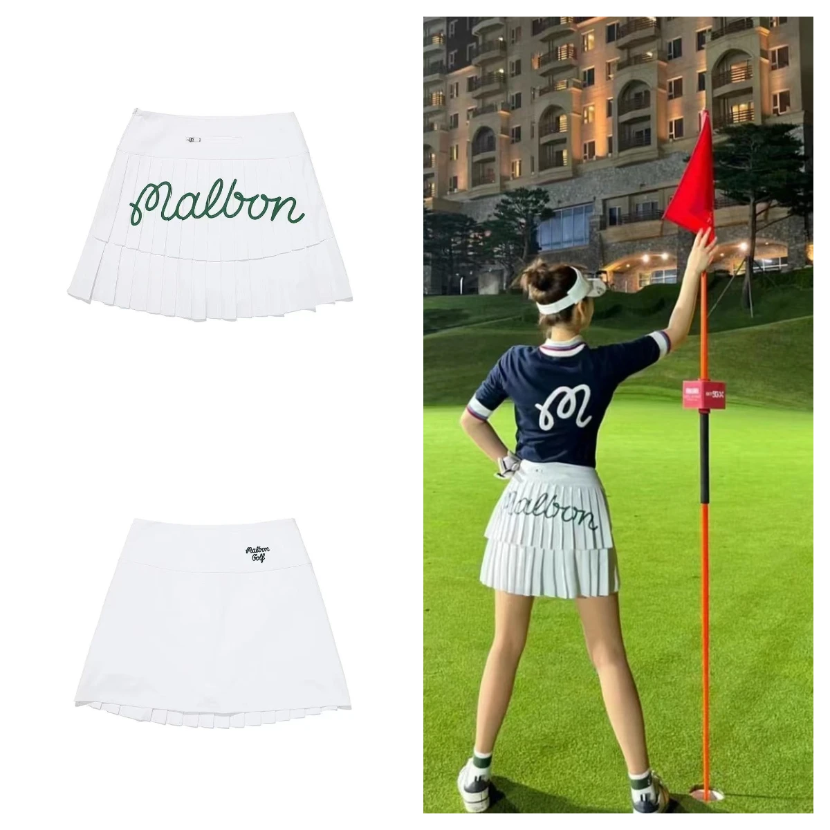 

Golf Women's Summer Ice Silk Knitted Peplum Short Sleeve Pleated Dress Tennis Skirt Golf Skirt Skirt Golf Woman’s Clothes