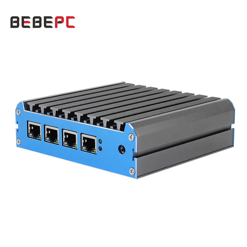 BEBEPC Router Mini PC Fanless Intel Celeron J4125 4LAN Gigabit Ethernet Mini Computer Windows 10 Pro PfSense Server Firewall